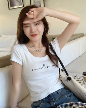 Summer slim tops Korean style short T-shirt for women