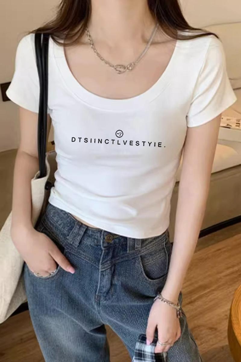 Summer slim tops Korean style short T-shirt for women