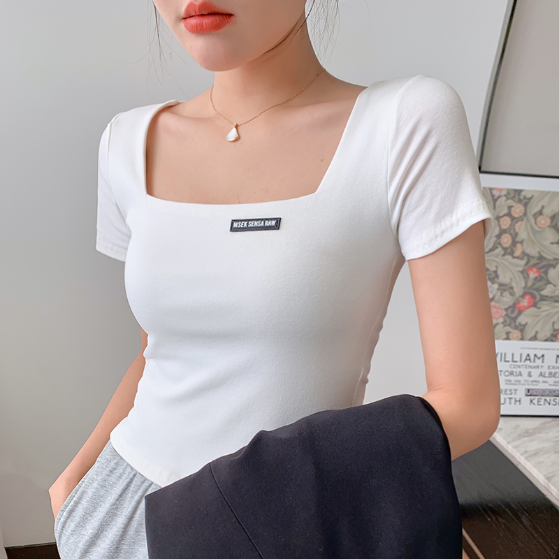 Summer small letters tops tight T-shirt for women