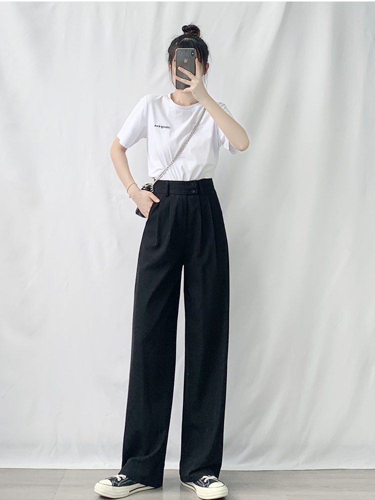 Straight wide leg pants suit pants for women