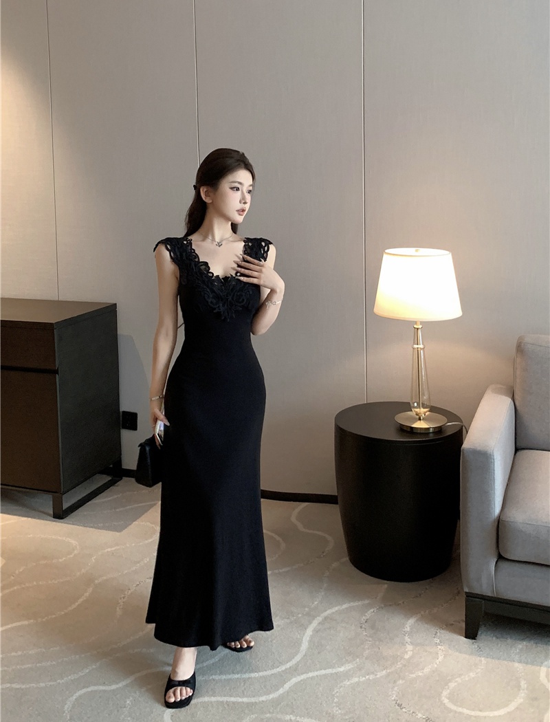 France style lace tender knitted slim elegant dress