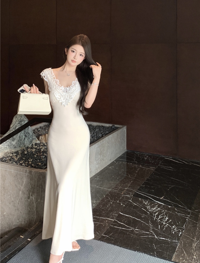 France style lace tender knitted slim elegant dress