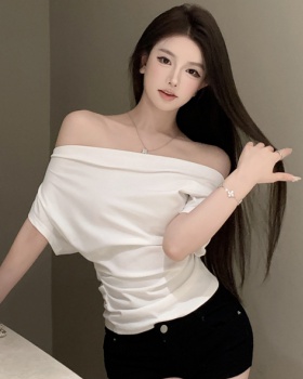 Slim fold strapless T-shirt summer niche tops for women