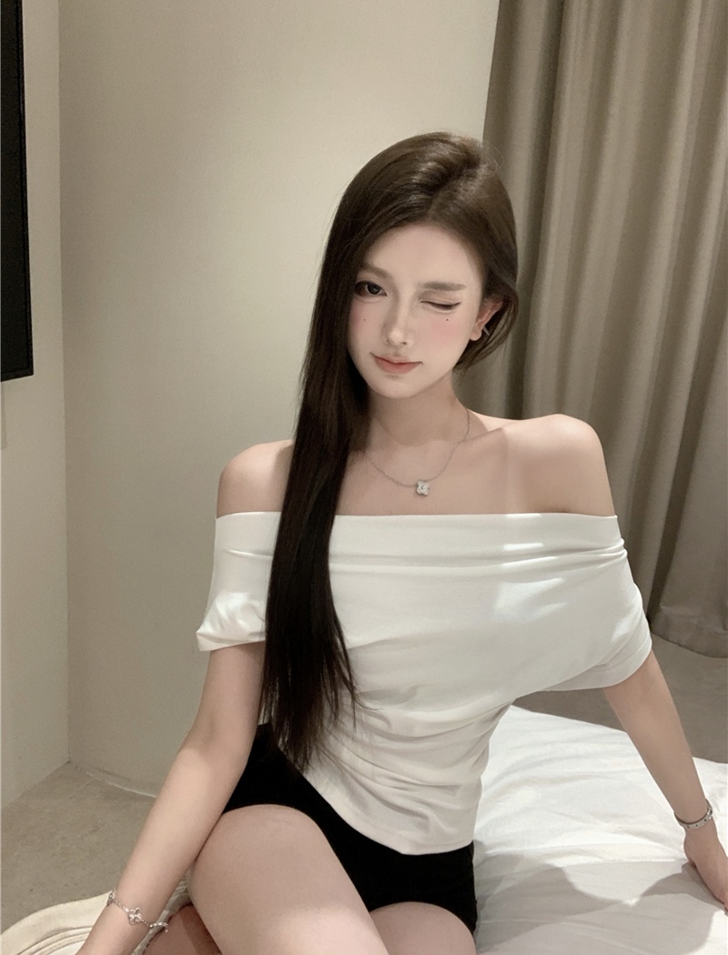 Slim fold strapless T-shirt summer niche tops for women