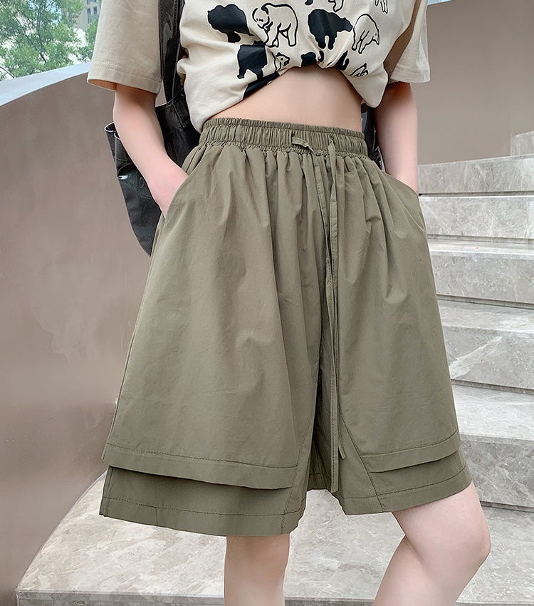 Casual wide leg pants pure five pants for women