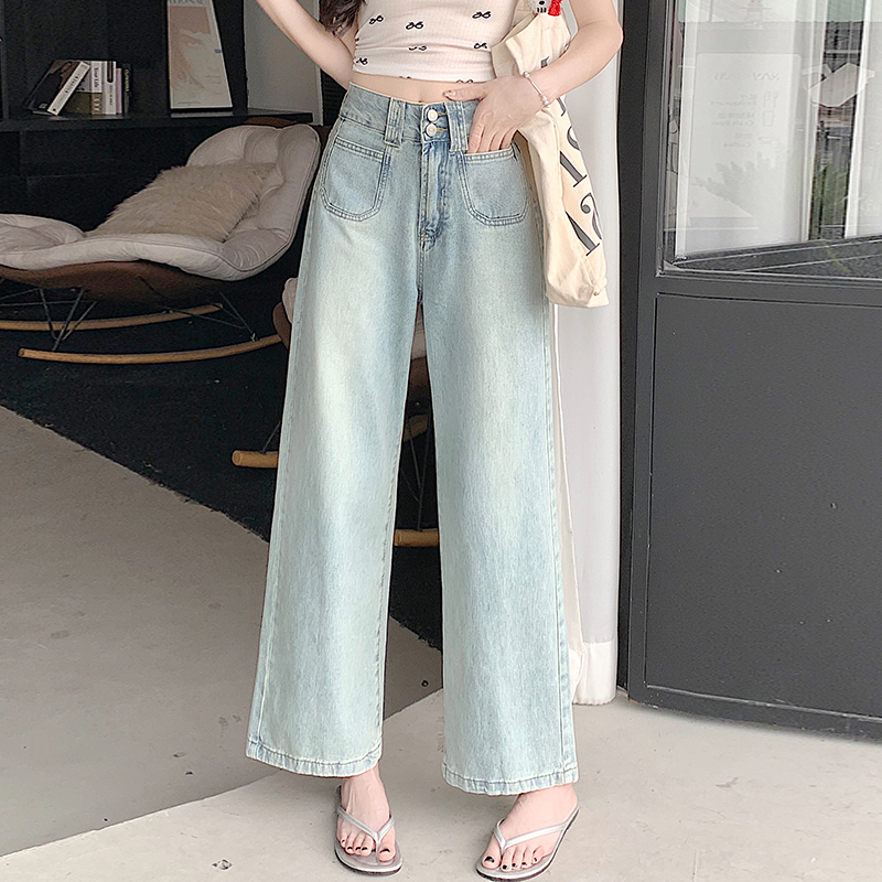 Hold abdomen high waist light color jeans for women