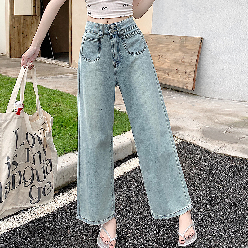 Hold abdomen high waist light color jeans for women