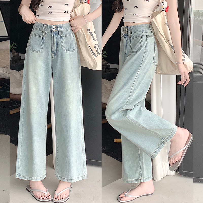 Hold abdomen high waist light color jeans for women