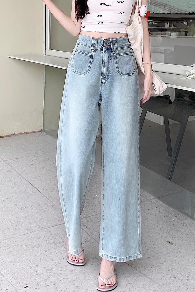 Hold abdomen high waist light color jeans for women