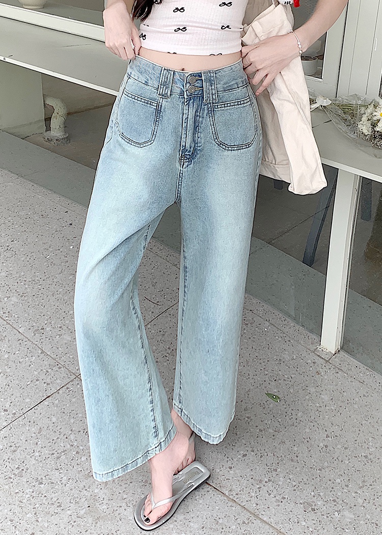 Hold abdomen high waist light color jeans for women