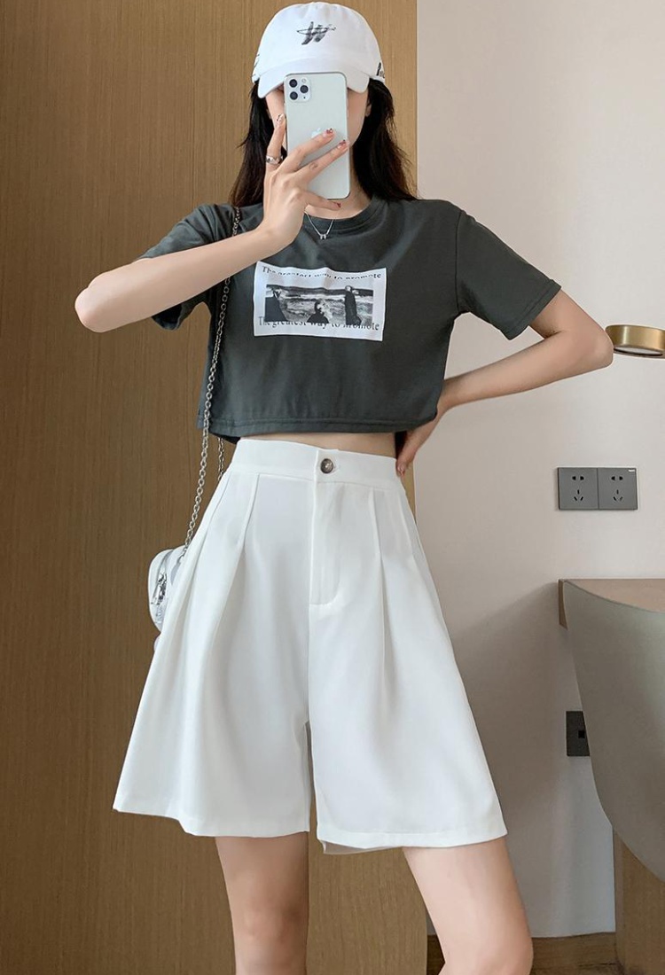 Slim summer wide leg pants straight shorts for women