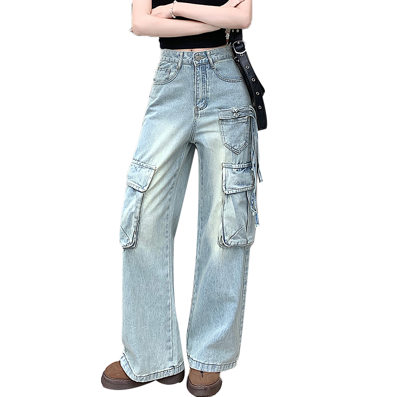 Loose wide leg jeans high waist work clothing for women