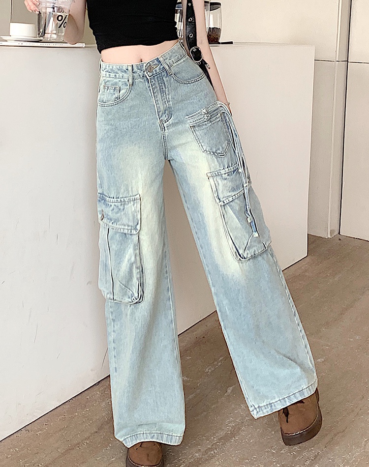 Loose wide leg jeans high waist work clothing for women