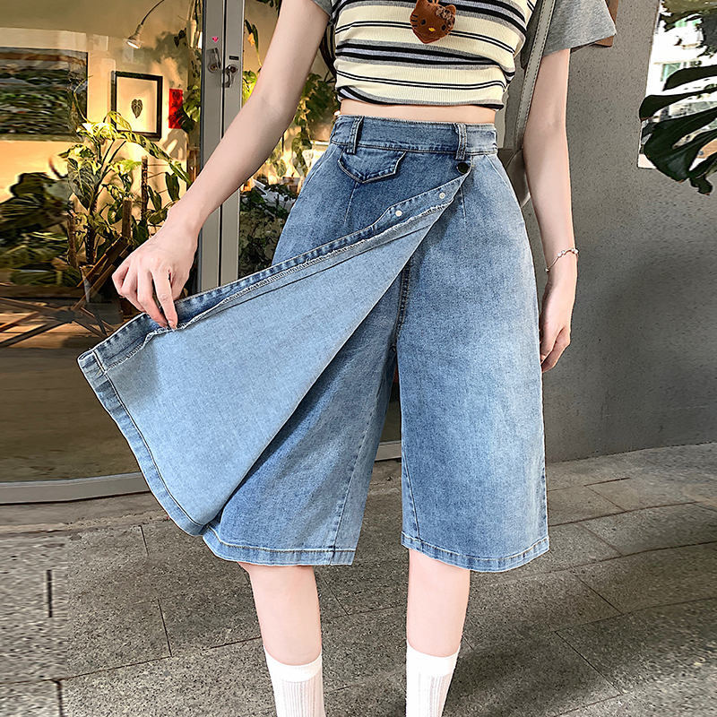 Thin Pseudo-two seven tenths jeans summer slim fat culottes