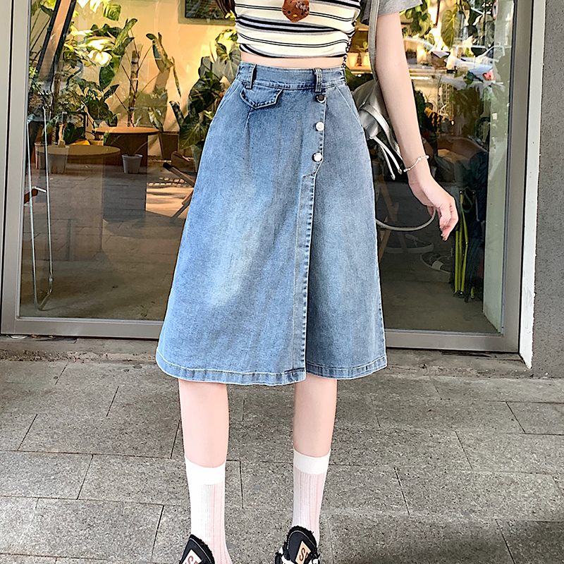 Thin Pseudo-two seven tenths jeans summer slim fat culottes