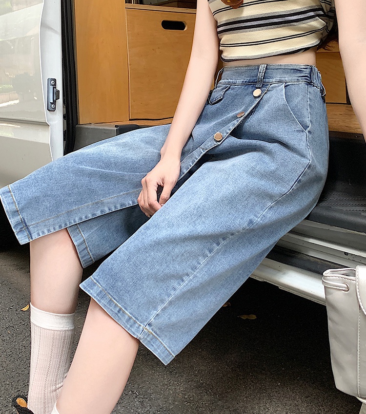 Thin Pseudo-two seven tenths jeans summer slim fat culottes