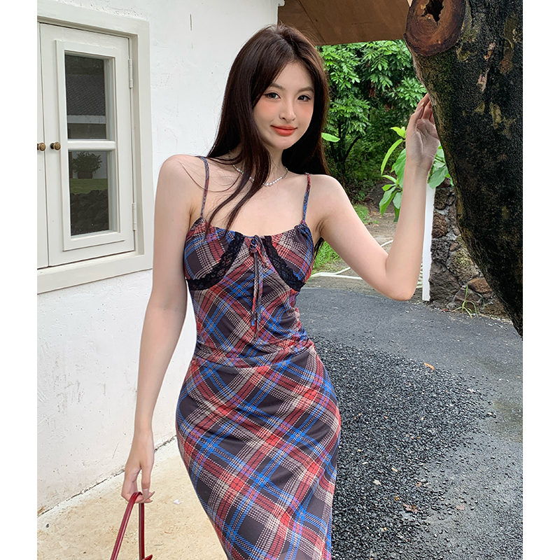 Spicegirl gauze strap dress enticement summer long dress