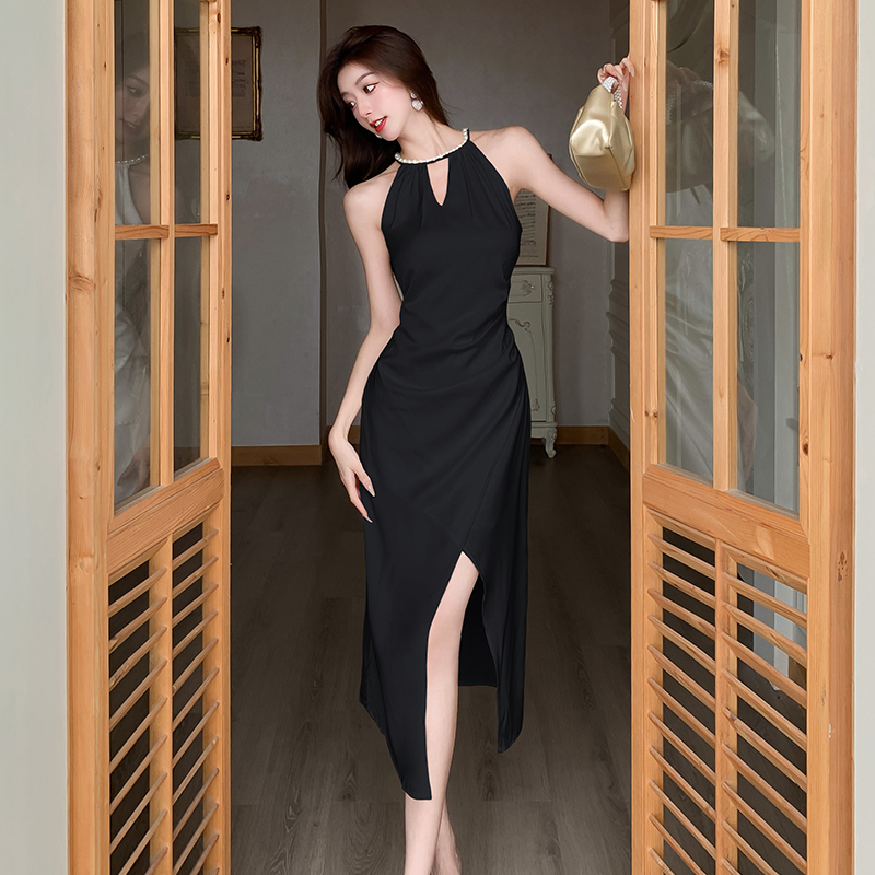 Summer split long dress temperament sling dress for women