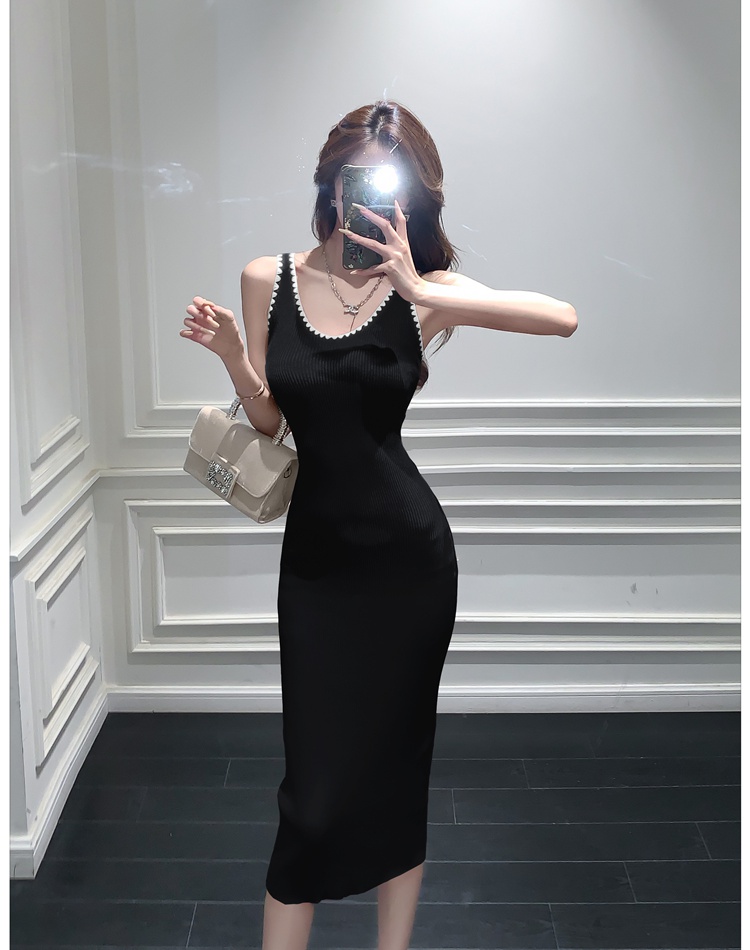 Knitted crochet dress all-match long dress for women