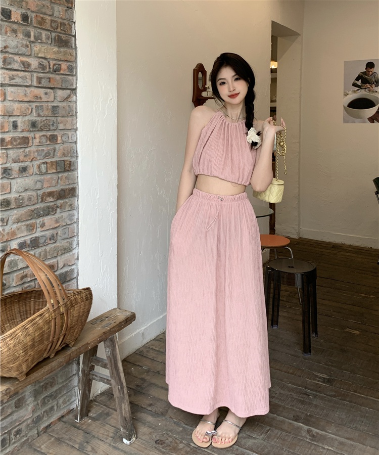 Strapless summer long skirt 2pcs set for women