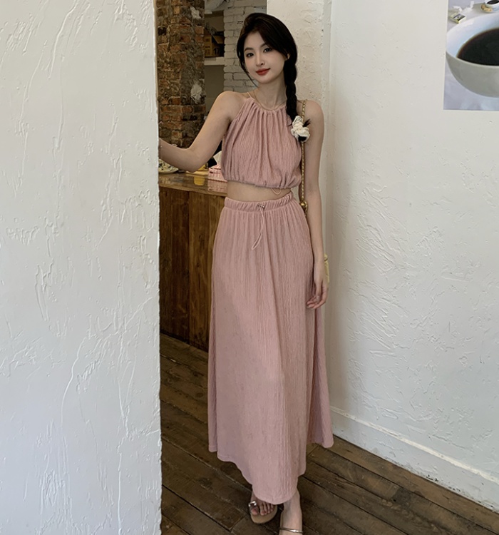 Strapless summer long skirt 2pcs set for women