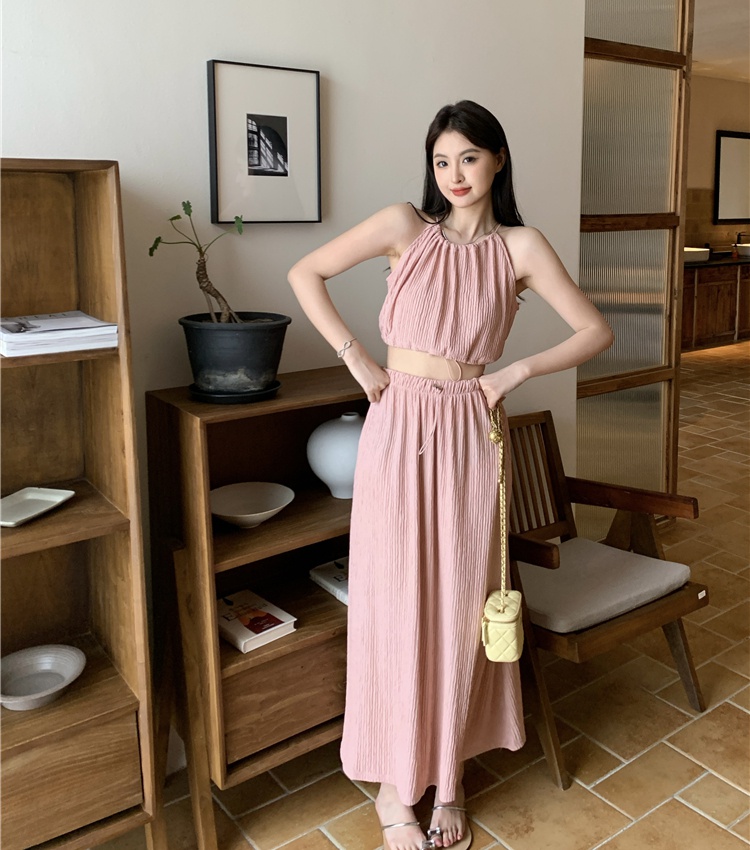 Strapless summer long skirt 2pcs set for women