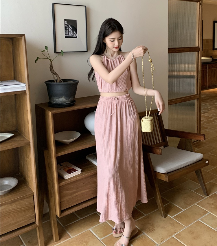 Strapless summer long skirt 2pcs set for women