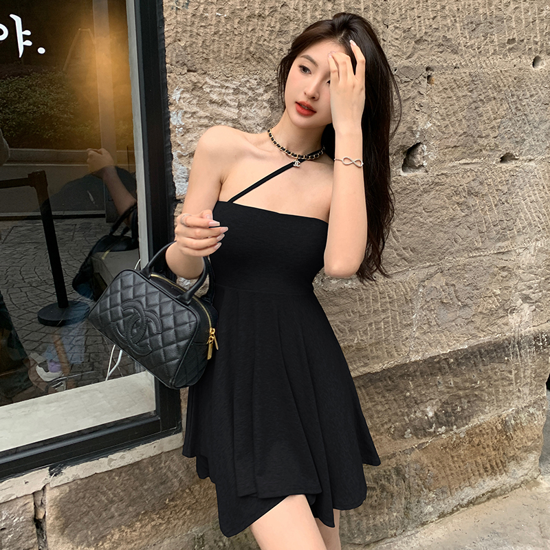 Pinched waist sexy fashion irregular dress