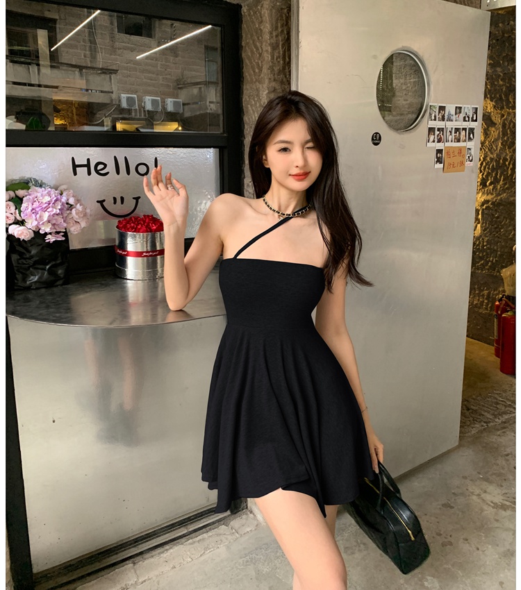 Pinched waist sexy fashion irregular dress