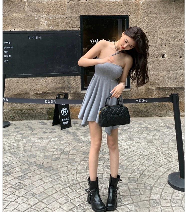 Pinched waist sexy fashion irregular dress