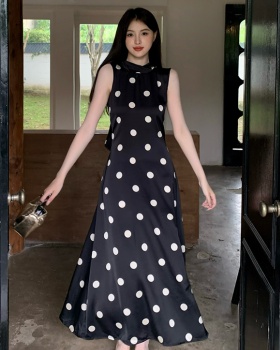 France style streamer dress niche polka dot long dress