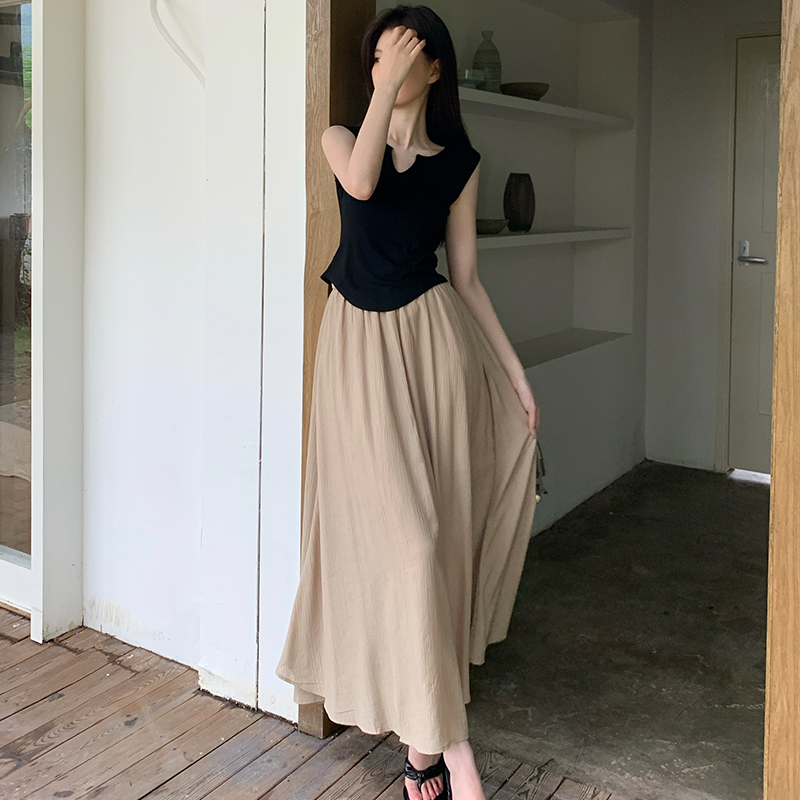 Fashion temperament tops slim long skirt 2pcs set