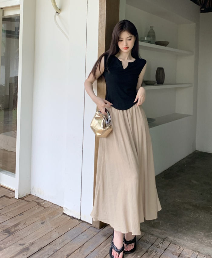 Fashion temperament tops slim long skirt 2pcs set