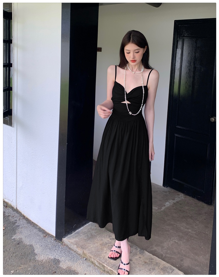 Niche hollow long dress sling dress for women