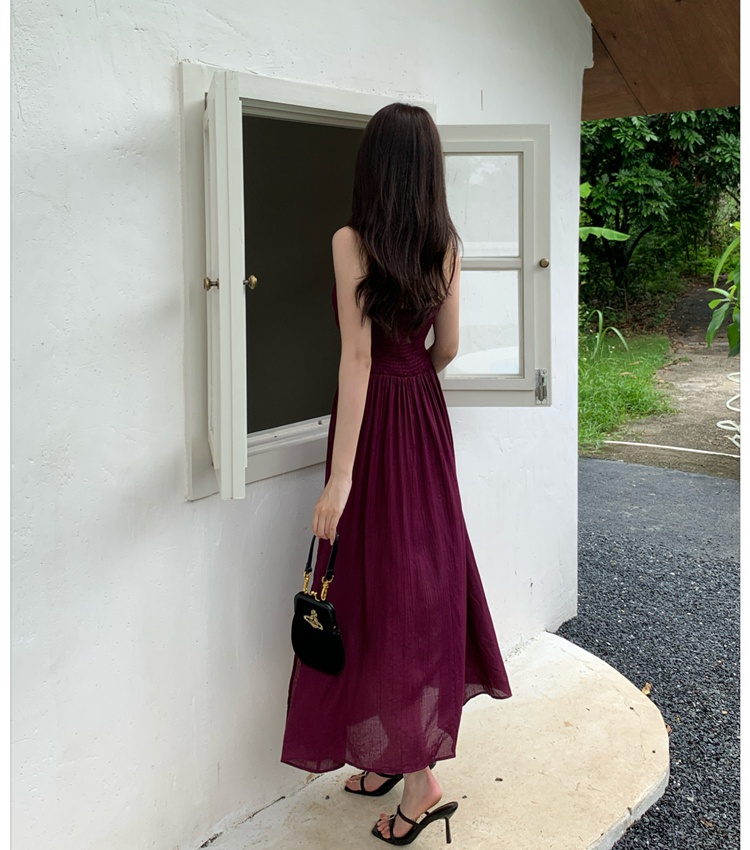 Niche hollow long dress sling dress for women