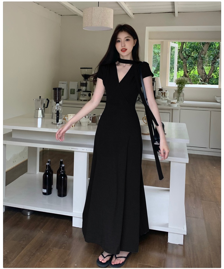 Summer V-neck long dress slim niche dress for women