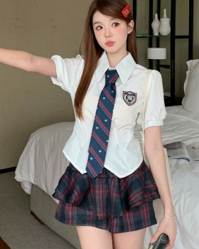 Summer short uniform high waist skirt 2pcs set
