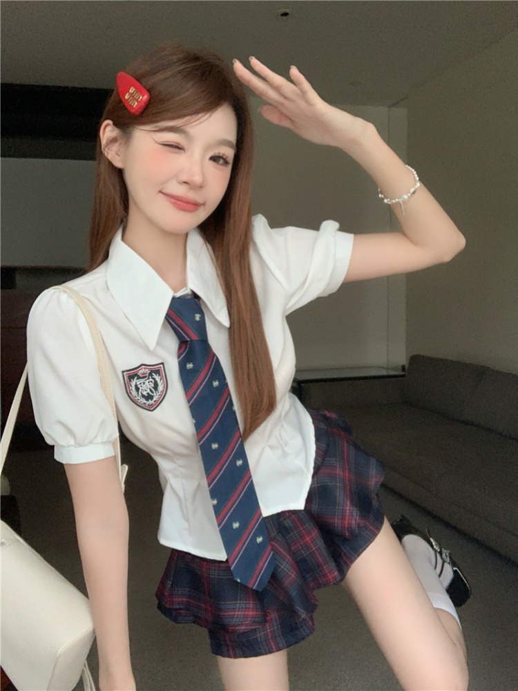 Summer short uniform high waist skirt 2pcs set