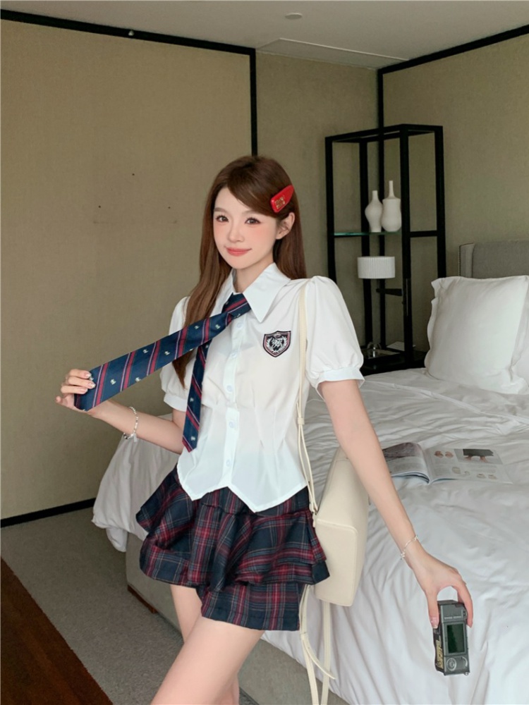 Summer short uniform high waist skirt 2pcs set