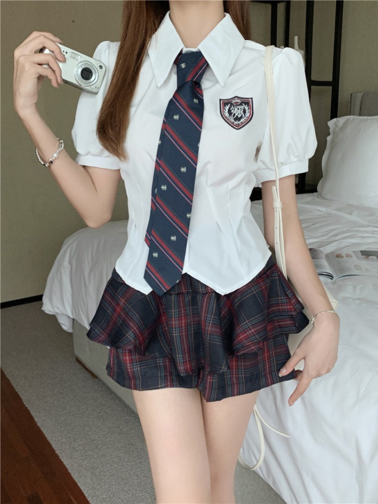 Summer short uniform high waist skirt 2pcs set