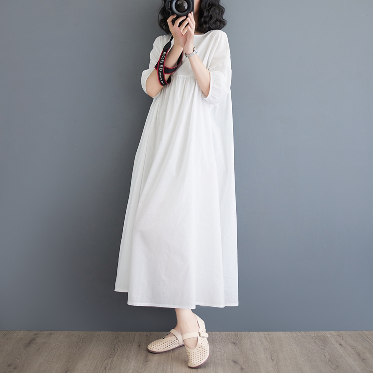 White seaside long dress art temperament dress for women