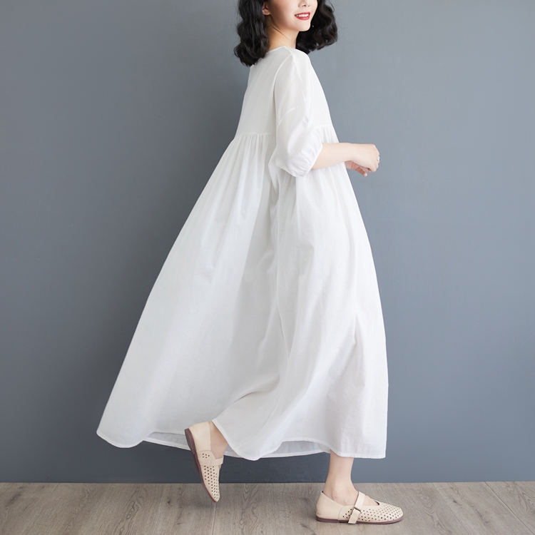 White seaside long dress art temperament dress for women