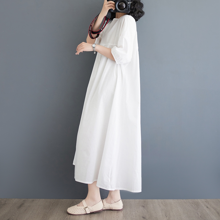 White seaside long dress art temperament dress for women