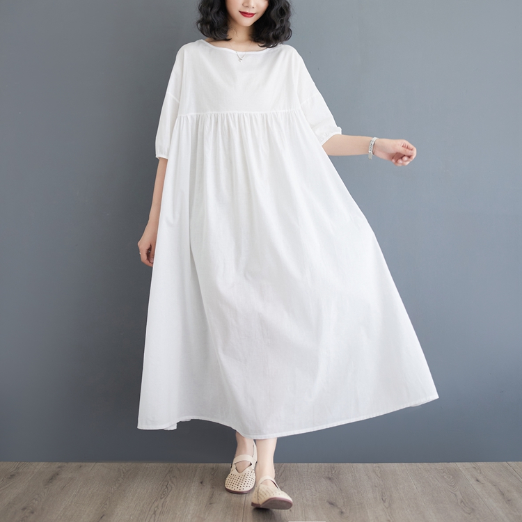 White seaside long dress art temperament dress for women