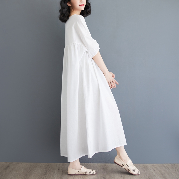 White seaside long dress art temperament dress for women