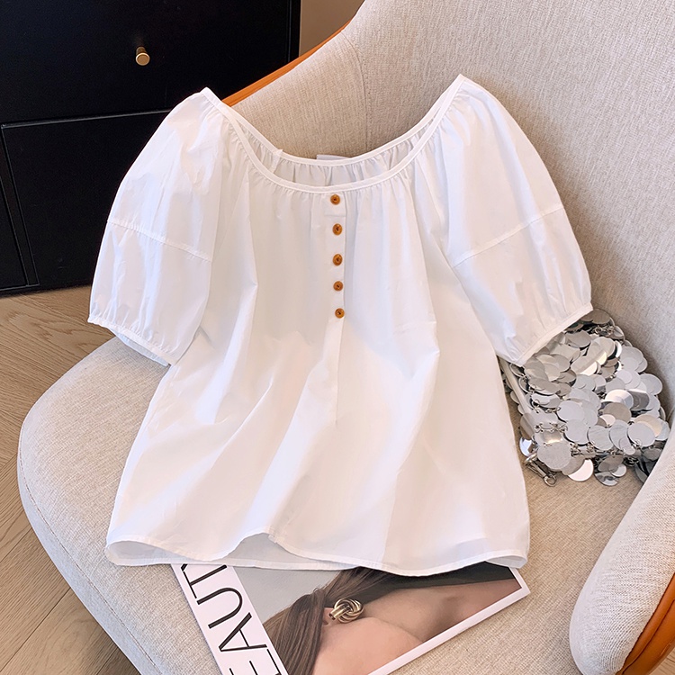 Round neck summer shirt short sleeve loose tops for women