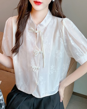 Short sleeve summer shirt Chinese style tops for women