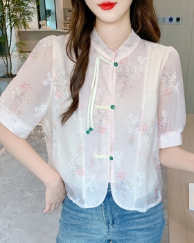 Short sleeve Chinese style shirt summer printing tops