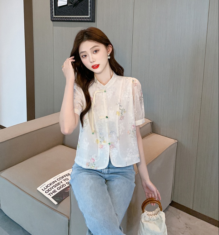 Short sleeve Chinese style shirt summer printing tops