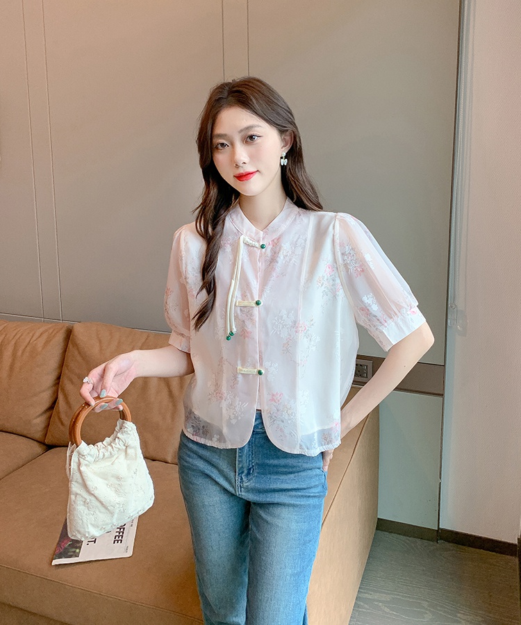 Short sleeve Chinese style shirt summer printing tops